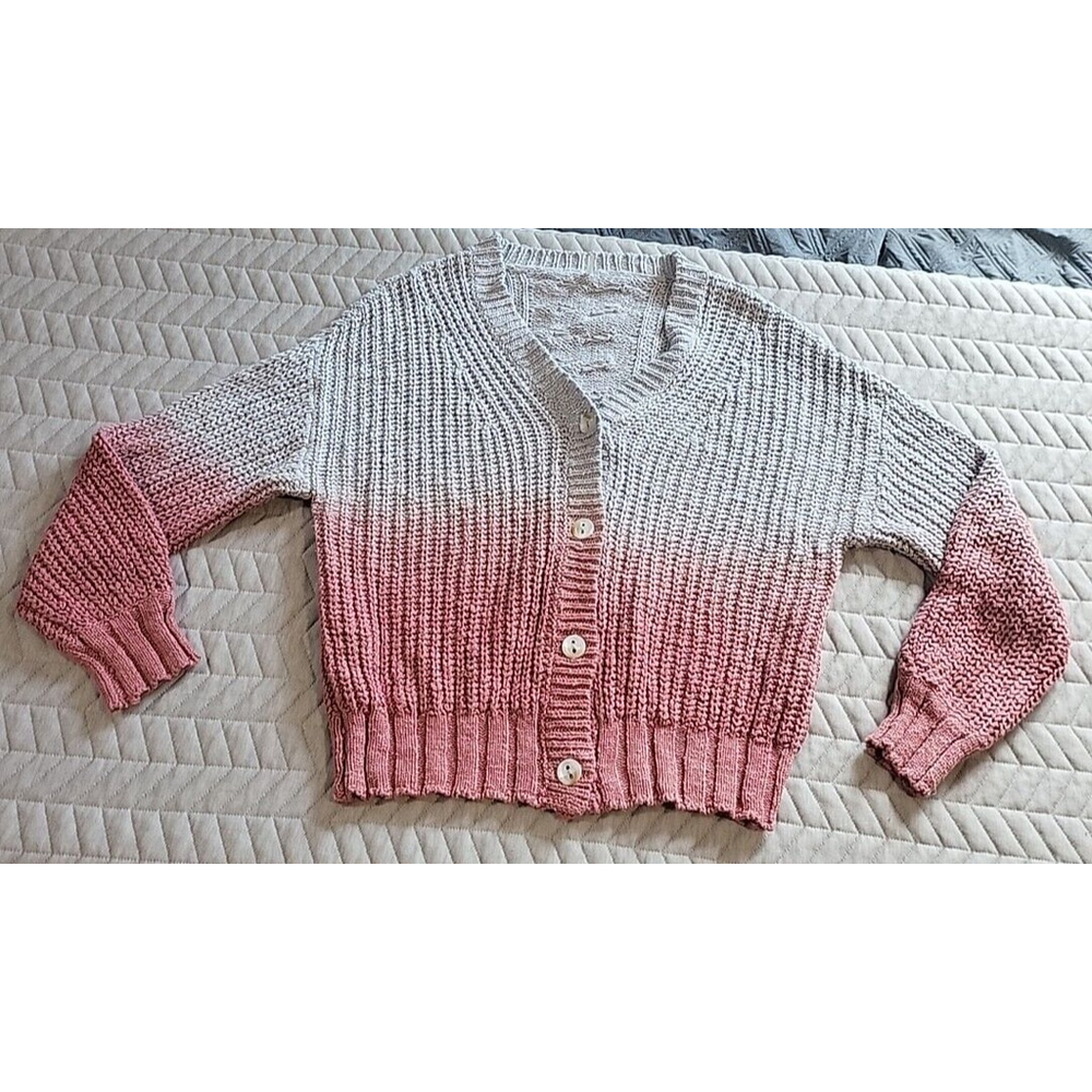 HelloNite Dip Dye Oversized Chunky Knit Sweater Cardigan Ombre Women's Size XS - Picture 3 of 16